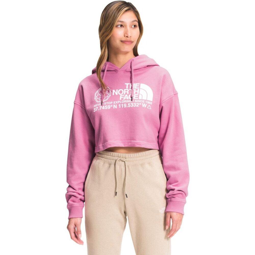 NWOT The North Face Pink / Sunset Mauve Coordinates Crop Drop Hoodie, Sze Small